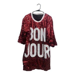 Red Sequin Bonjour Top